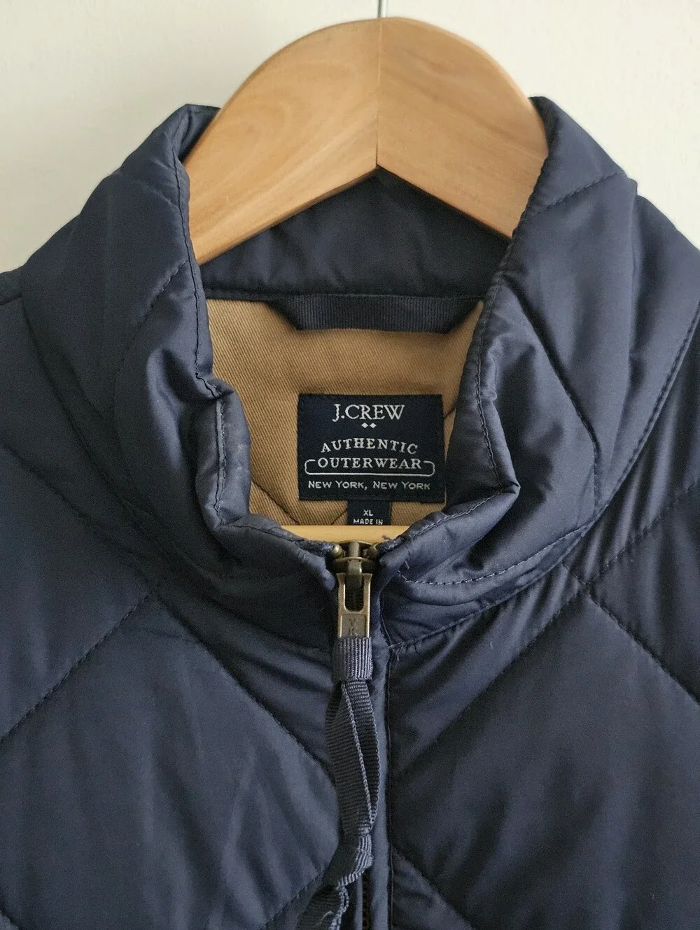 J.Crew Authentic Outerwear Walker Quilted Vest Navy XL Full Zip Lightweight